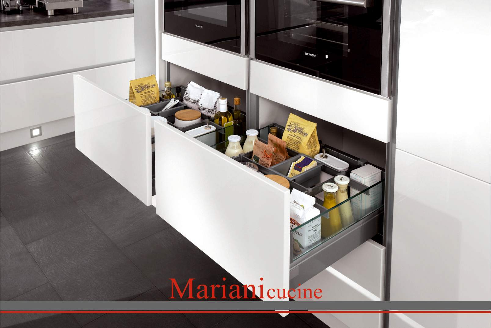 Mariani-Cucine-Lux-cassetti-vivande Lux dettagli
